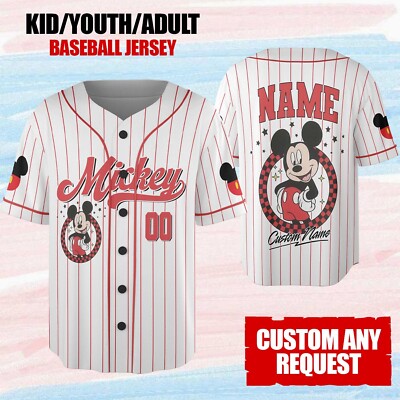 Custom Mickey Mouse Disney Baseball Jersey Disneyland Kid Men Women Gift NEW-image