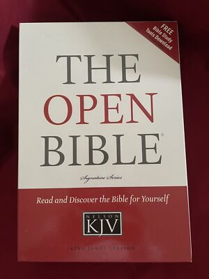 The Open Bible Signature Series KJV By Nelson Black Bonded Leather 1985 Indexed-image