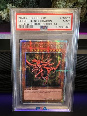 Slifer the Sky Dragon (Quarter Century Secret Rare) Attribute Error PSA 9 -image