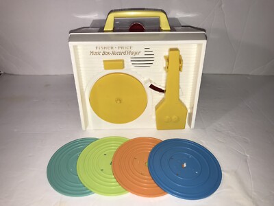2014 Fisher Price (1971 Replica) Music Box Record Player w/ 4 Records Works!-image