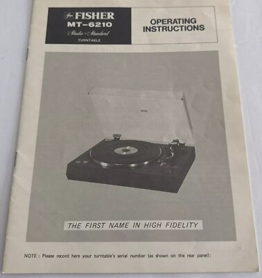 Fisher MT-6210 Turntable Operating Instructions -image