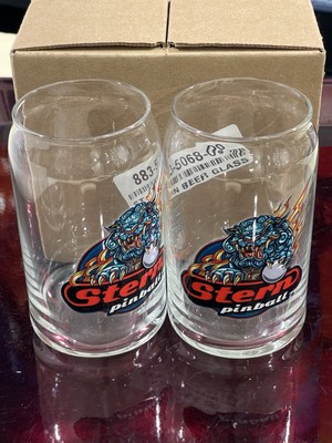 Stern Pinball Machines Logo 2 Beer Glasses set Godzilla John Wick Metallica Jaws-image