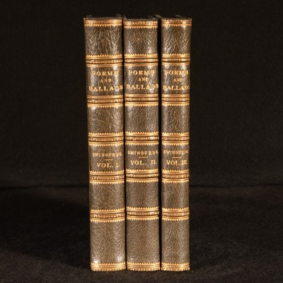 1889-1891 3vol Poems and Ballads by Algernon Charles Swinburne Half Crushed M...-image