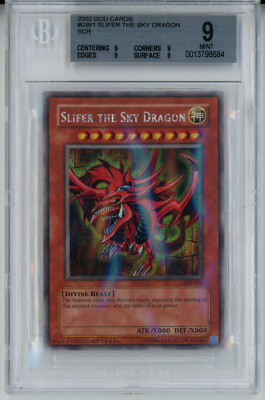 2003 YUGIOH GBI-001 SLIFER THE SKY DRAGON SECRET RARE BGS 9 MINT #0013798684-image