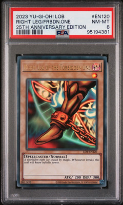 PSA 8 YUGIOH Right Leg Forbidden One LOB-EN120 Ultra Rare 25th Anniversary-image