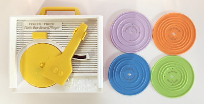 2014 Fisher Price Music Box Record Player #955 w/ 4 Records - Tested & Works!-image