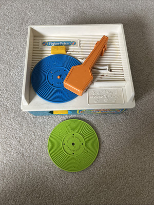 Fisher Price 1987 Music Box Record Player Vintage Toy, 2 Records, Tested, Works!-image