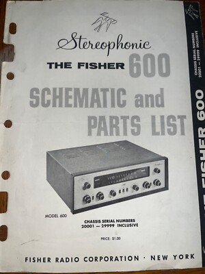 Fisher 600 Parts List AM-FM Stereo Receiver Original 20001 29999-image