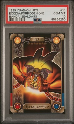Yugioh Card Exodia the Forbidden One # 13 Bandai Sealdass 1999 PSA 10 GEM MINT-image