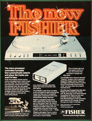 Fisher MT6360 Linear Drive Turntable Record Player Vintage Print Ad 1980-image