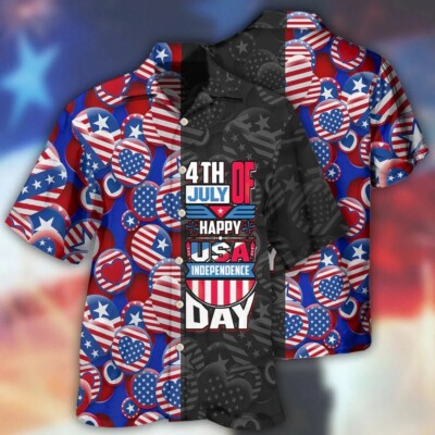 America Independence Day Fourth Of July Hawaiian Shirt 3D, Button Down -image