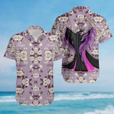 Maleficent Mistress Of Evil Sleeping Beauty Tropical Floral Hawaiian Shirt -image