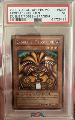 2003 Yu-Gi-Oh! Exodia The Forbidden One DOR SPANISH Secret Rare PSA 3-image