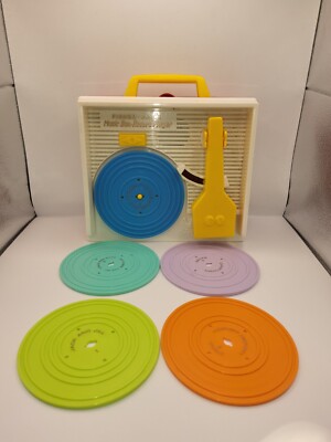 Fisher Price 1971 Vintage Record Player With 5 Discs Tested Works-image