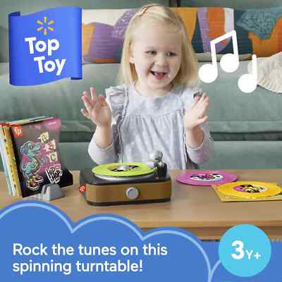 Fisher-Price Rockin’ Record Player Musical Toy with Turntable & 5 Records-image