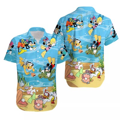 Mickey And Friend Diving Ocean Exploring Summer Vacation Hawaiian Shirt -image