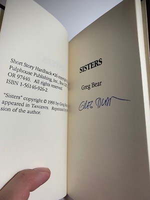 #signed Greg Bear. Sisters. Short Story Hardback, ltd leather bound, 1992.-image
