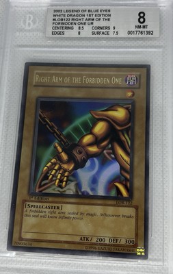 BGS 8 - Right Arm of the Forbidden One 1st Edition LOB-122 Ultra Rare Exodia Arm-image