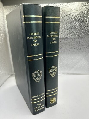 Lot 2 Masterplots Deluxe Edition Green Leather World Literature 1979-80 Groliers-image