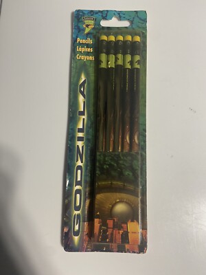 1998 GODZILLA 5 PIECE PENCIL SET Toho Toy Co Plymouth Inc New Collectible Rare-image