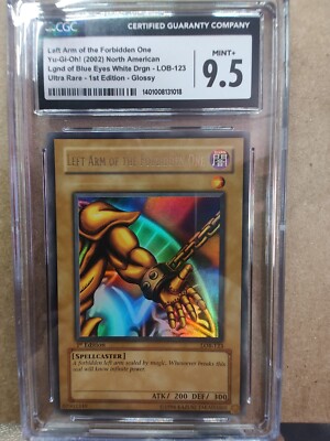 CGC 9.5 Yugioh LOB-123 Left Arm of the Forbidden One Exodia Ultra Rare 1st Gloss-image