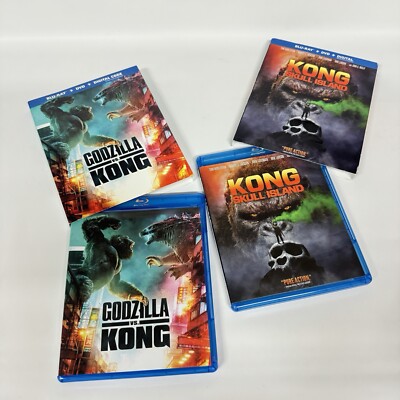 2 Blu-ray Lot Godzilla vs Kong & Kong Skull Island with Slipcases Near Mint-image