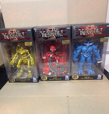 Yu-Gi-Oh Slifer,obelisk And Dragon Of Ra Figure Lot Phatmojo Limited Figures-image