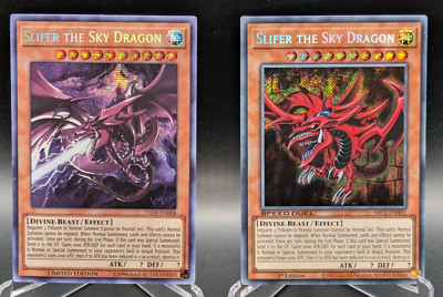 2x Slifer the Sky Dragon TN19-EN008 Limited SBC1-ENH01 1st Edition Yugioh God-image