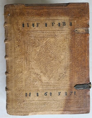 1650 BLIND-STAMPED PIGSKIN BOUND ANTHOLOGY by Jesuit Georg Stengel antique-image
