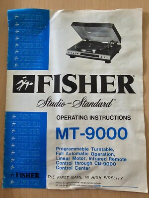 Vintage Fisher MT-9000 Programmable Turntable Operating Instructions - 1980    F-image