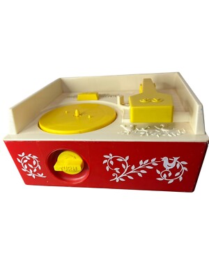 Vintage Fisher Price Music Box Record Player with 3 Plastic Records Works-image