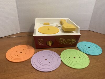 Fisher Price Record Player with 4 Record Discs 2014 #1697 Excellent TESTED WORKS-image