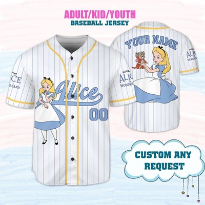 Personalized Alice Wonderland Disney Baseball Jersey Kid Men Women Gift NEW-image