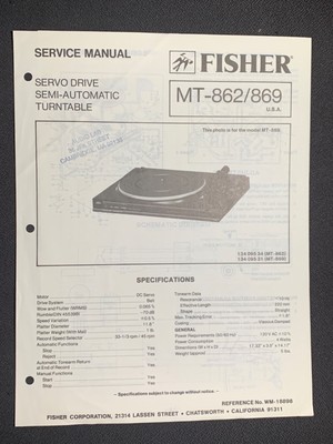 Fisher MT-862/869 Service Manual Servo Drive Semi Automatic Turntable Original-image