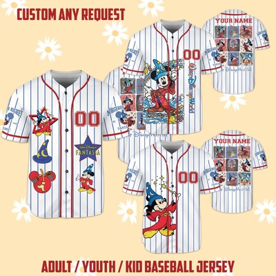 Disney Fantasia Sorcerer Mickey Baseball Jersey Kid Men Women Gift NEW-image