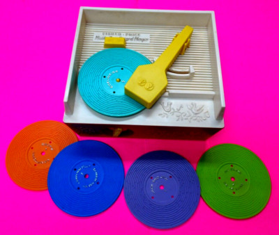 Vintage Fisher Price #995 1971 Music Box Record Player w/All 5 Discs-Works-image
