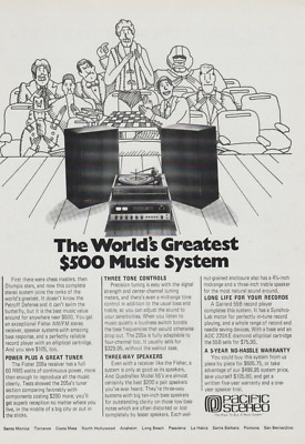 1973 Pacific Stereo - Fisher Receiver, Garrard Turntable - Print Ad Cartoon Art-image
