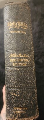 Antique HOLY BIBLE International Series, Winston Co, inscribed 1909, illustrated-image
