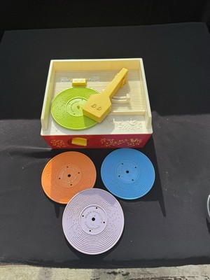 Vintage Fisher Price Music Box Record Player 1971 & 4 Records *READ!!-image