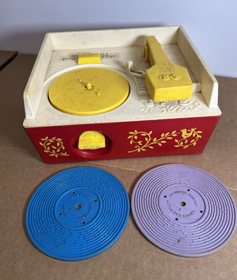Vintage 1971 Fisher Price Music Box Record Player & 2 Records-image