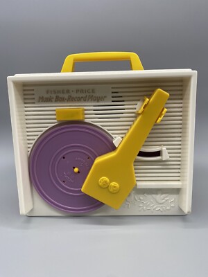 Vintage Working 1971 Fisher Price Music Box Record Player Music Box w/ 1 Record-image
