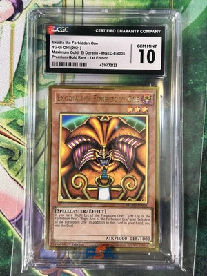 Yugioh Exodia The Forbidden One MGED El Dorado Gold CGC 10 GEM MINT Logo On Back-image