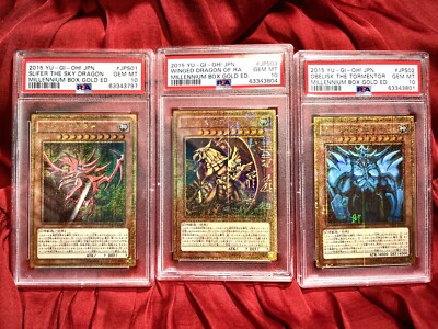 【PSA10】Yu-Gi-Oh! Egyptian God MillenniumGold Card Set MB01-JPS01,02,03【Japanese】-image