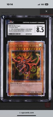 CGC 8.5 Slifer the Sky Dragon LC01-EN002 Quarter Century Secret Rare-image