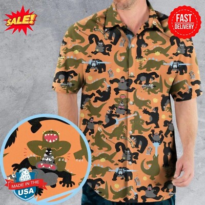Giant Battle King Kong Vs. Godzilla Kaiju Monsters Hawaiian Shirt S-5xl, Gift-image