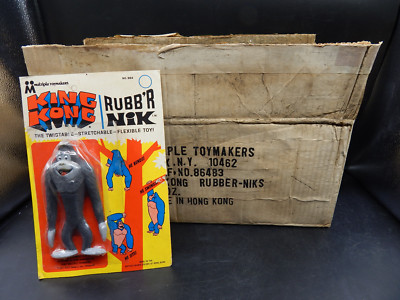 1967 vintage KING KONG Multiple Toymakers Rubb'r Nik rubber toy figure MOC +case-image