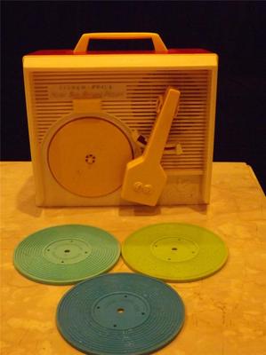 Fisher Price Music Box Record Player 3 Records Discs Vintage 1971-image