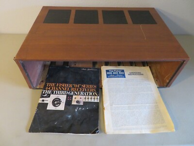 Original Vintage Fisher 404 Receiver Wood Case Cabinet with Owners Manual-image