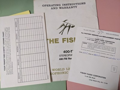 Fisher 400T Operating Instruction Stereophonic AM-FM Receiver Manual & Paperwork-image