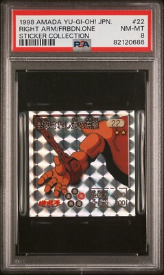 Yugioh Exodia The Forbidden One Right Arm #22 Amada Sticker 1998 PSA 8 NM-MT-image